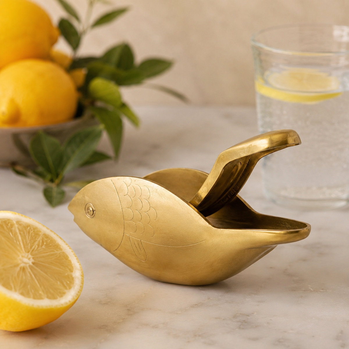 Fish Citrus Juicer – Gold Stainless Steel Lemon Squeezer
