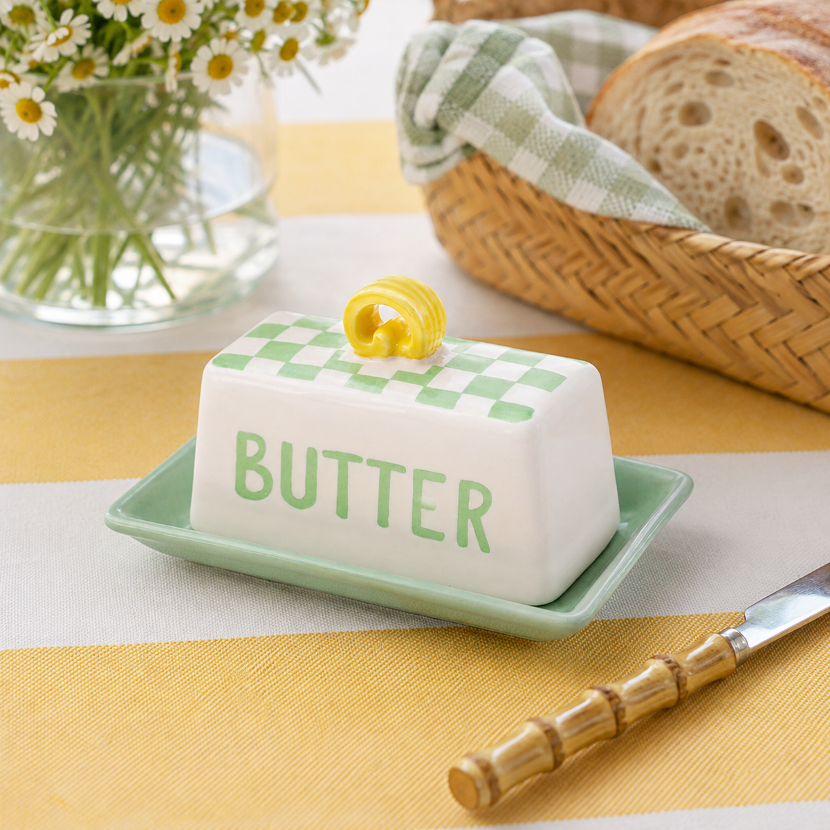 Green Ceramic Butter Dish