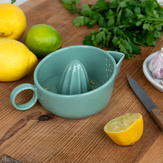 Green Ceramic Lemon Juicer – Stoneware Citrus Squeezer