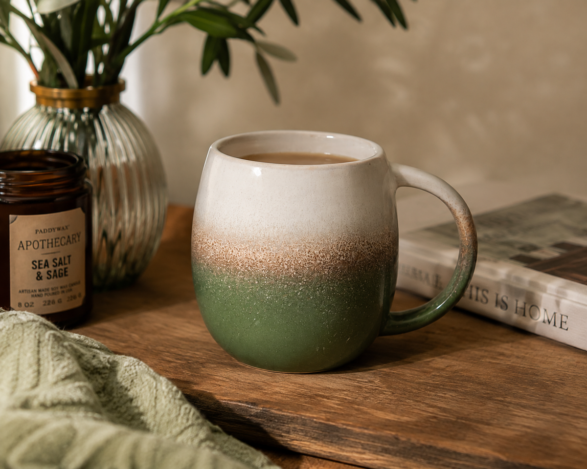 Dip Glazed Ombre Green Mug