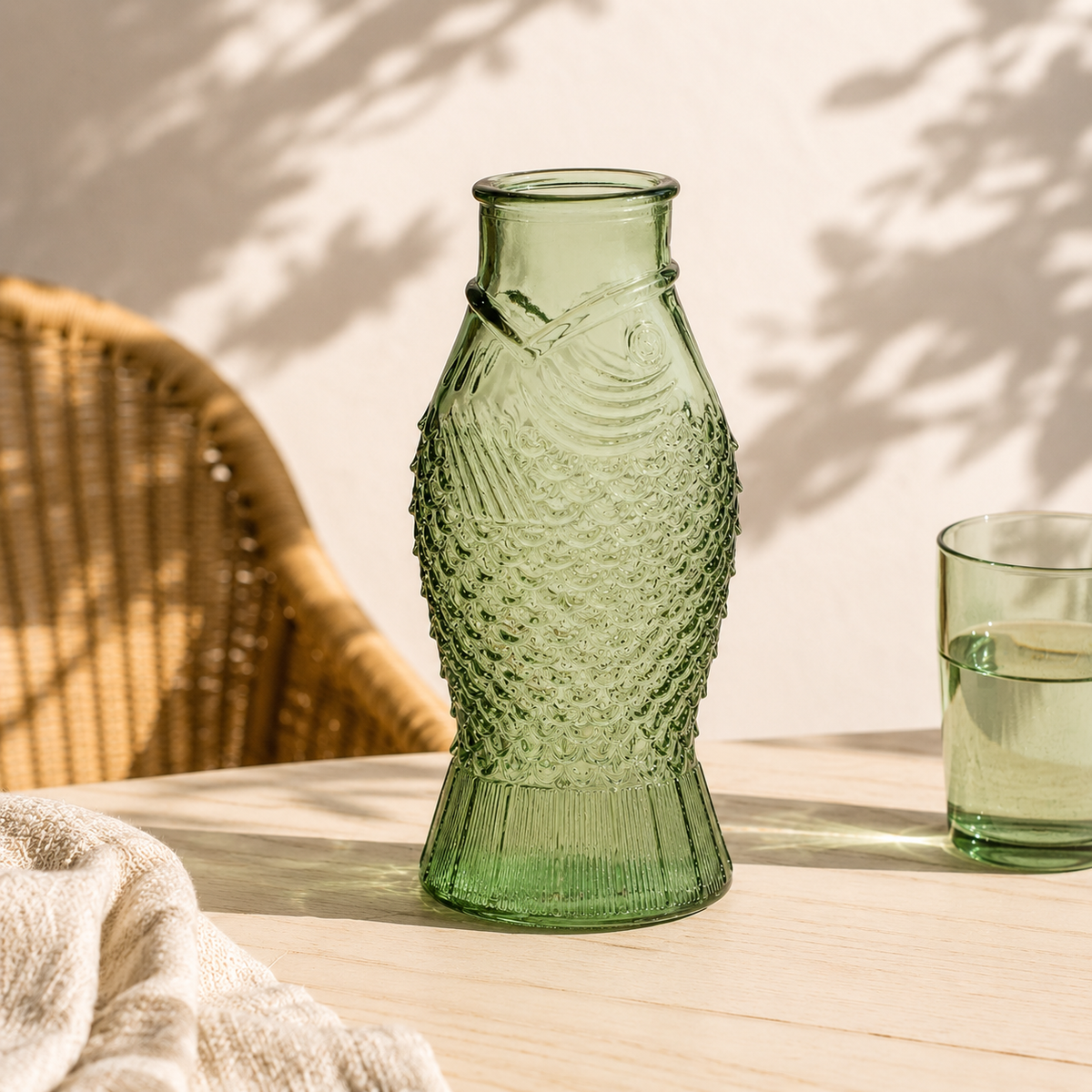 Green Glass Fish Water Jug – 350ml