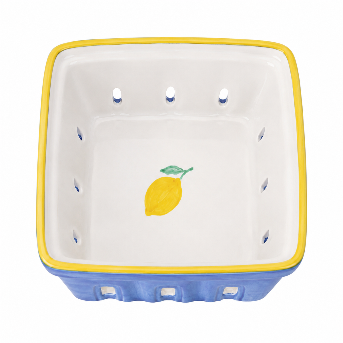 Blue Ceramic Lemon Berry Basket