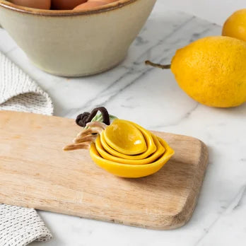 Lemon Shaped Ceramic Measuring Spoons Set of 4 – Yellow Kitchen Measuring Spoons