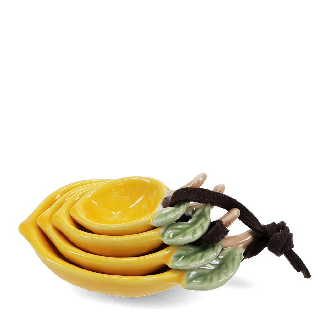 Lemon Shaped Ceramic Measuring Spoons Set of 4 – Yellow Kitchen Measuring Spoons