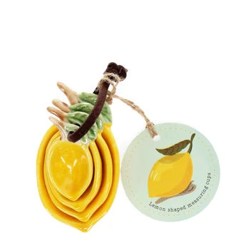 Lemon Shaped Ceramic Measuring Spoons Set of 4 – Yellow Kitchen Measuring Spoons