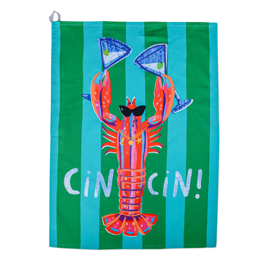 Cin Cin Lobster Cotton Tea Towel