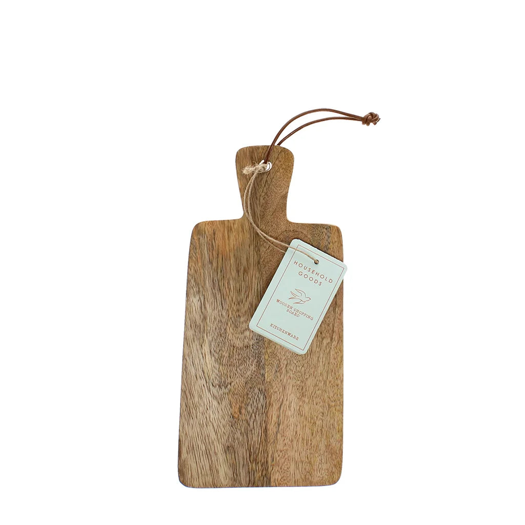 Small Mango Wood Chopping Board with Handle – Rustic Wooden Serving Board