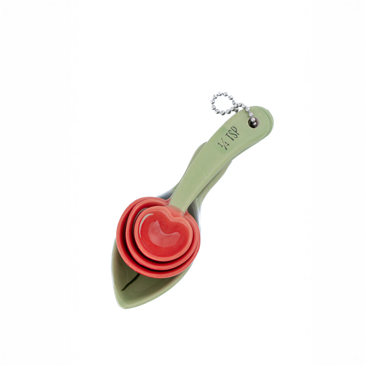 Cherry Ceramic Measuring Spoons | Cute Cottagecore Baking Gift | 4-Piece Kitchen Spoon Set