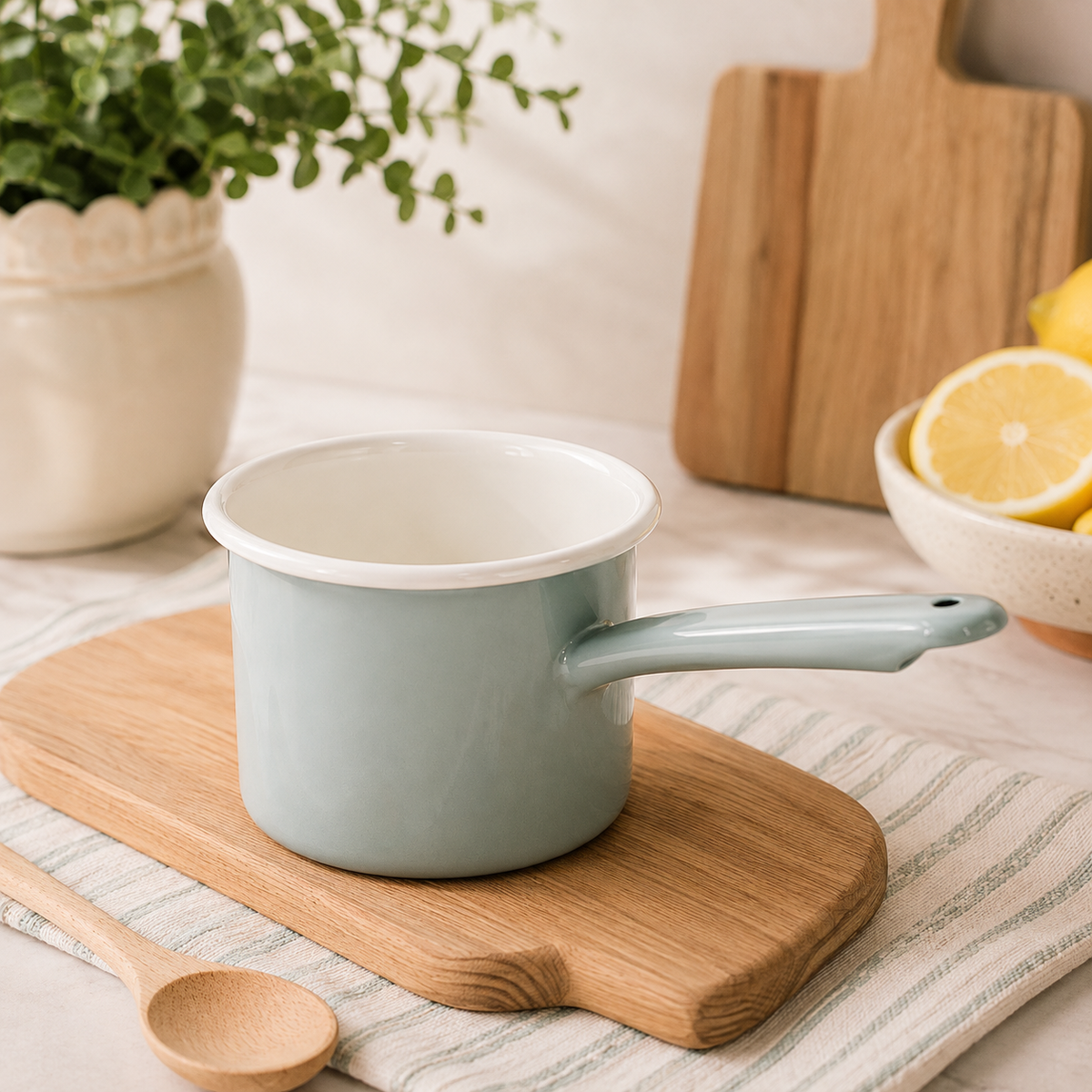 Pistachio Green Enamel Milk Pot 0.9L