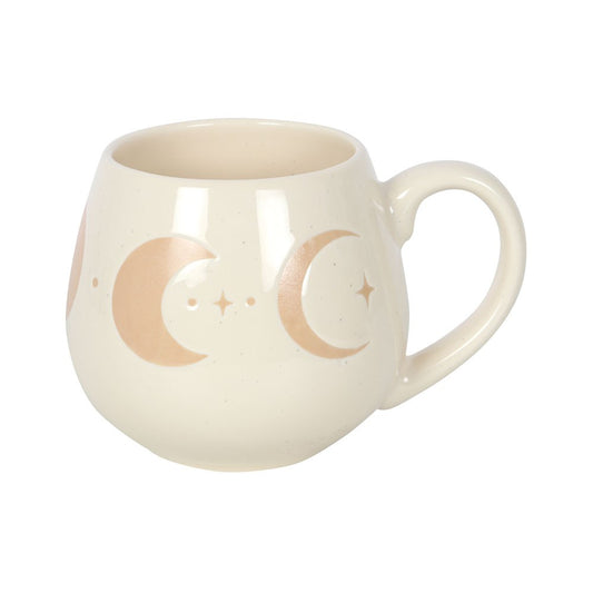 Moon Phase Ceramic Mug – Cream Celestial Moon & Star Mug