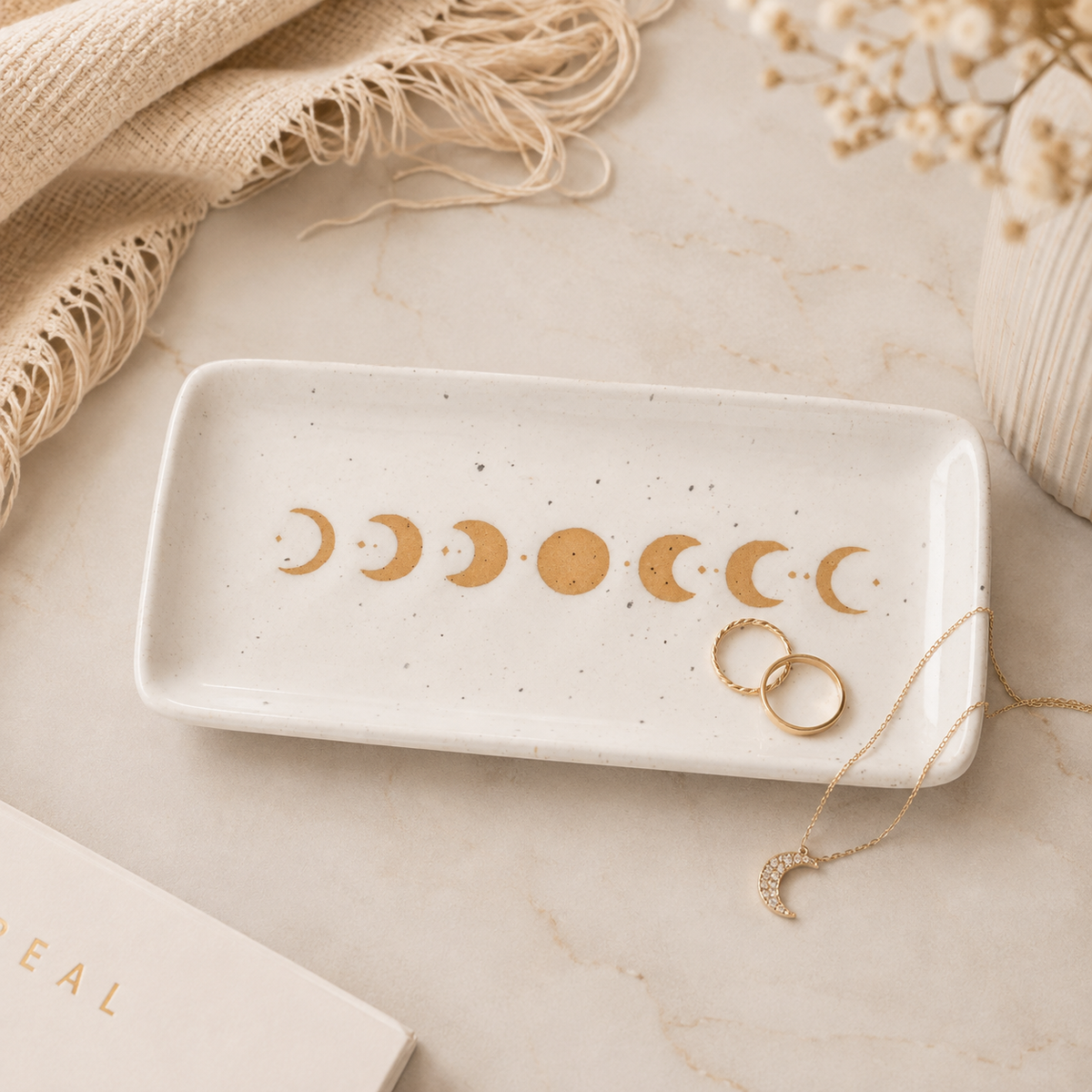 Moon Phase Trinket Tray – Celestial Ceramic Jewellery Dish