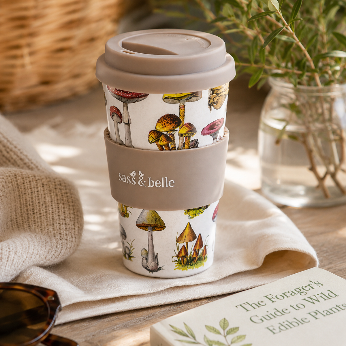 Mushroom Reusable Travel Cup | Cottagecore Eco Gift | Botanical Coffee Cup for Nature Lovers