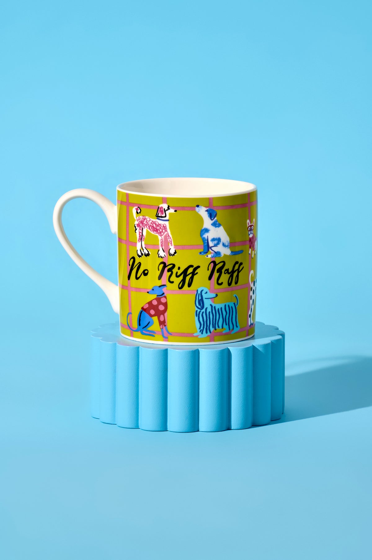 No Riff Raff Ceramic Dog Mug – Colourful 325ml Dog Lover Coffee Cup