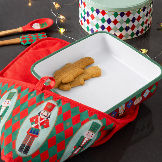 Nutcracker Christmas Double Oven Glove – Red Nutcracker Oven Mitt