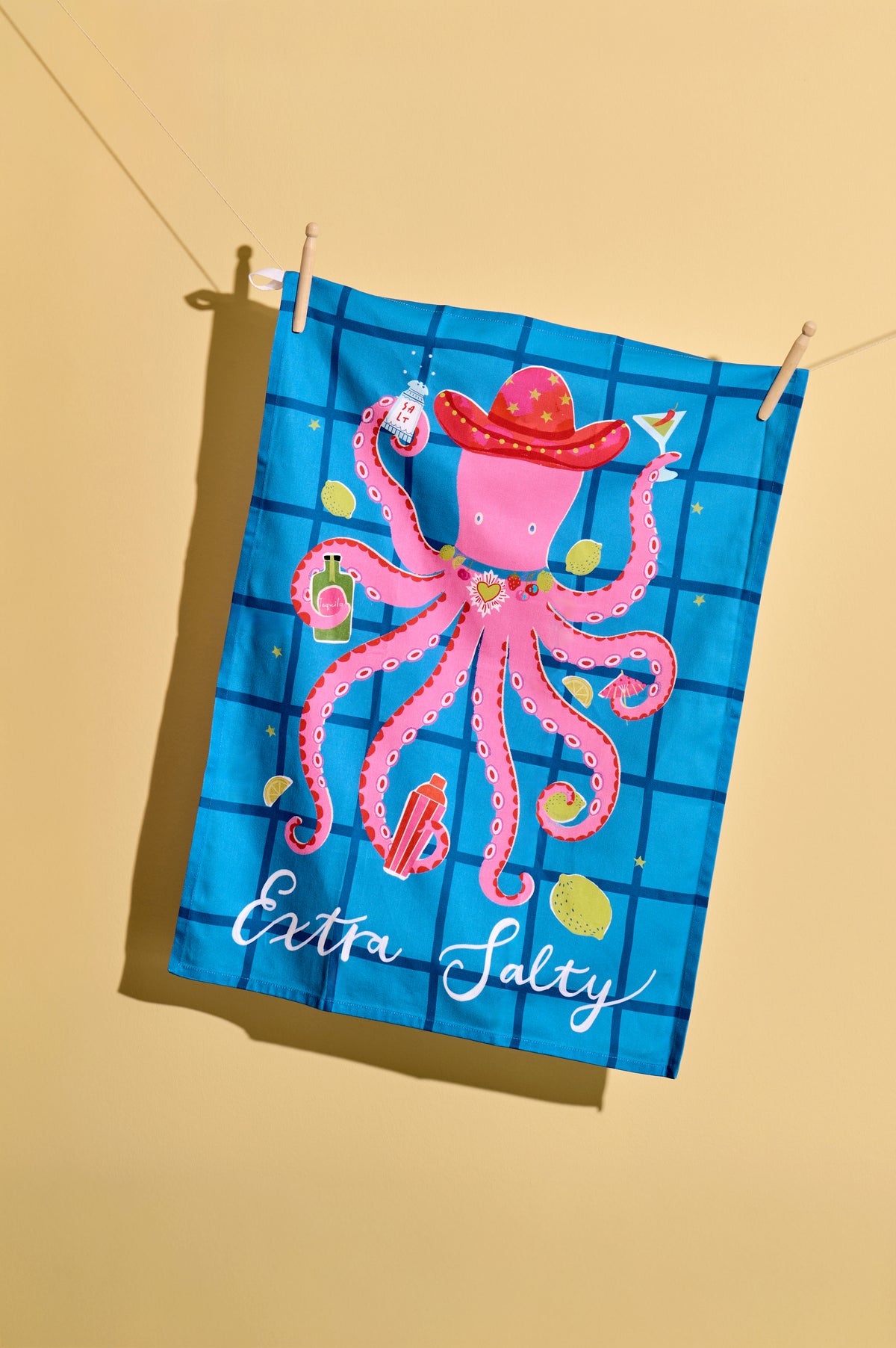 Extra Salty Octopus Tea Towel | Colourful 100% Cotton Kitchen Towel