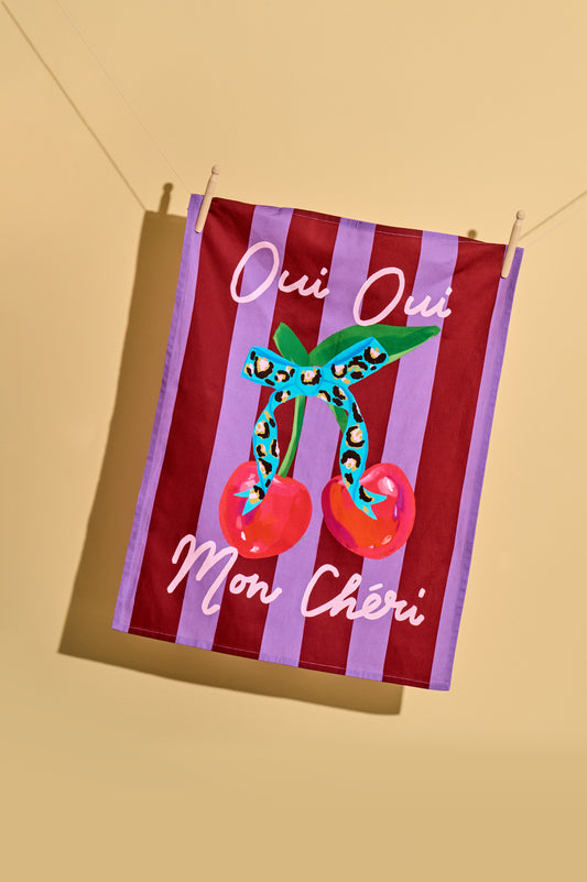Oui Oui Mon Chéri Cherry Cotton Tea Towel