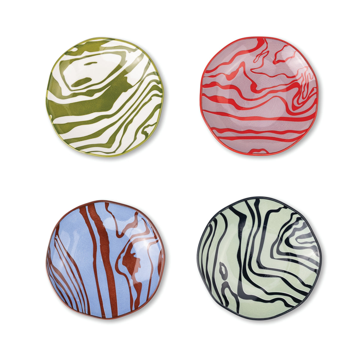 Marley Assorted Appetizer Plates – Set of 4 | 6 Inch Patterned Plates