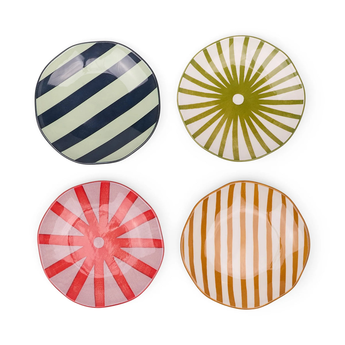 The Marley Appetizer Plates – Set of 4 Colourful Snack & Side Plates