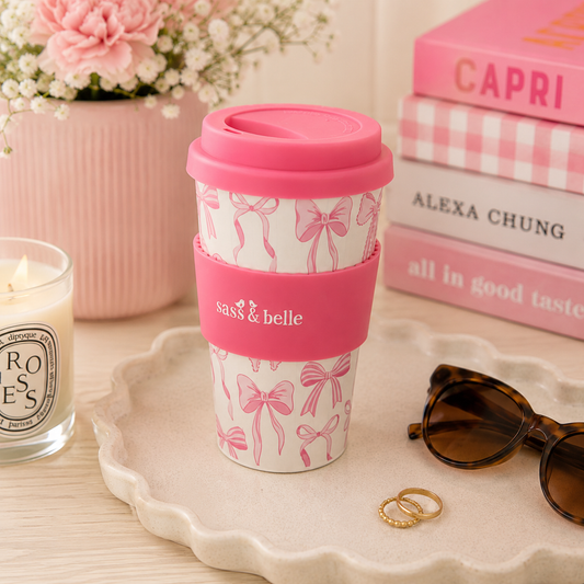 Pink Bow Reusable Travel Coffee Cup
