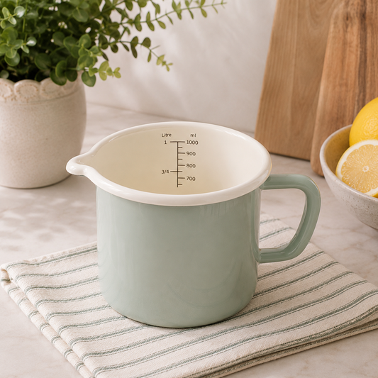Pistachio Green Enamel Measuring Jug 1 Litre