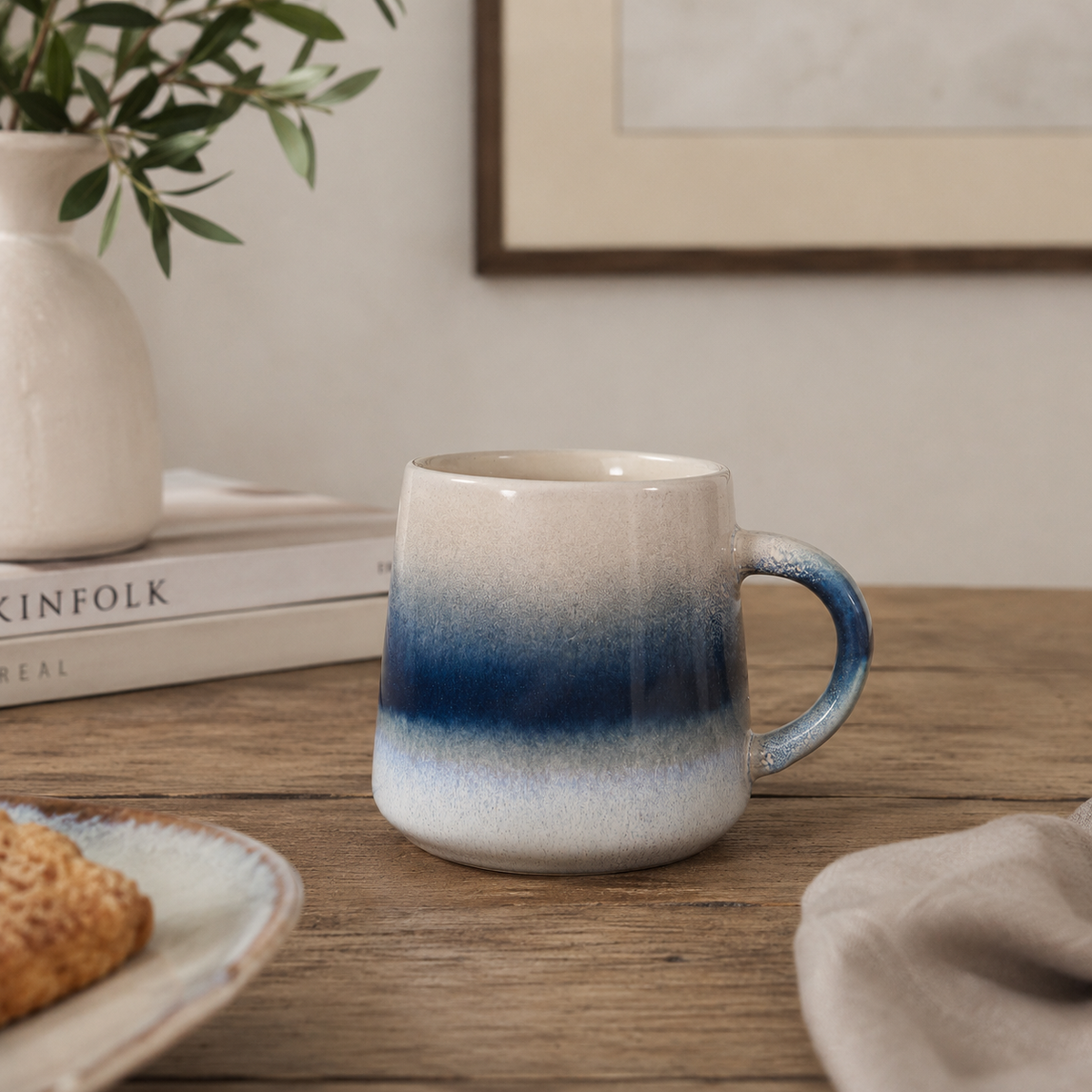 Dusk Mojave Ceramic Mug – Blue Ombre Glazed Coffee Cup