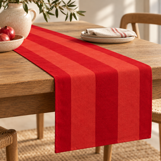 Red Striped Table Runner – Cotton Blend Dining Table Runner 42 x 220cm