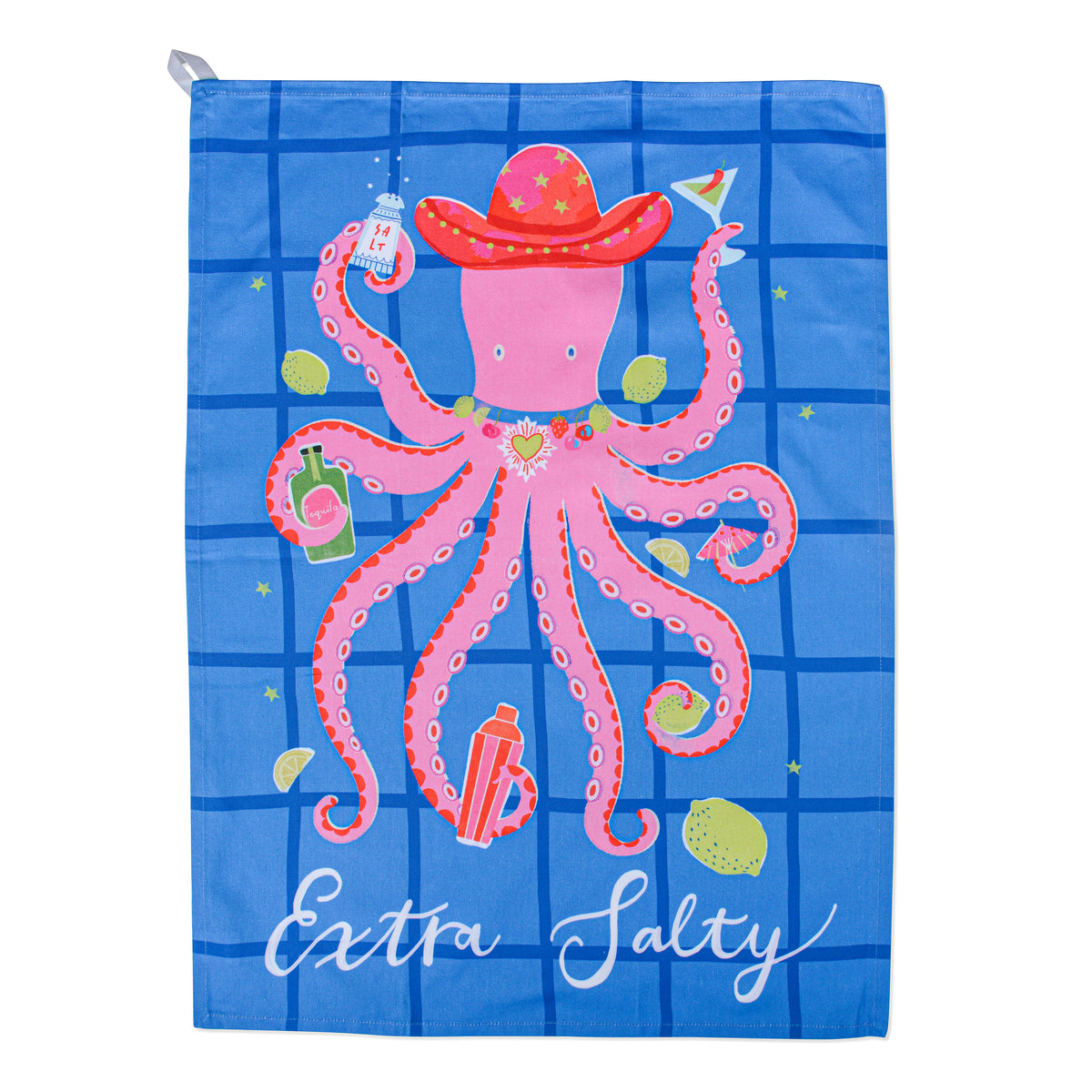 Extra Salty Octopus Tea Towel | Colourful 100% Cotton Kitchen Towel