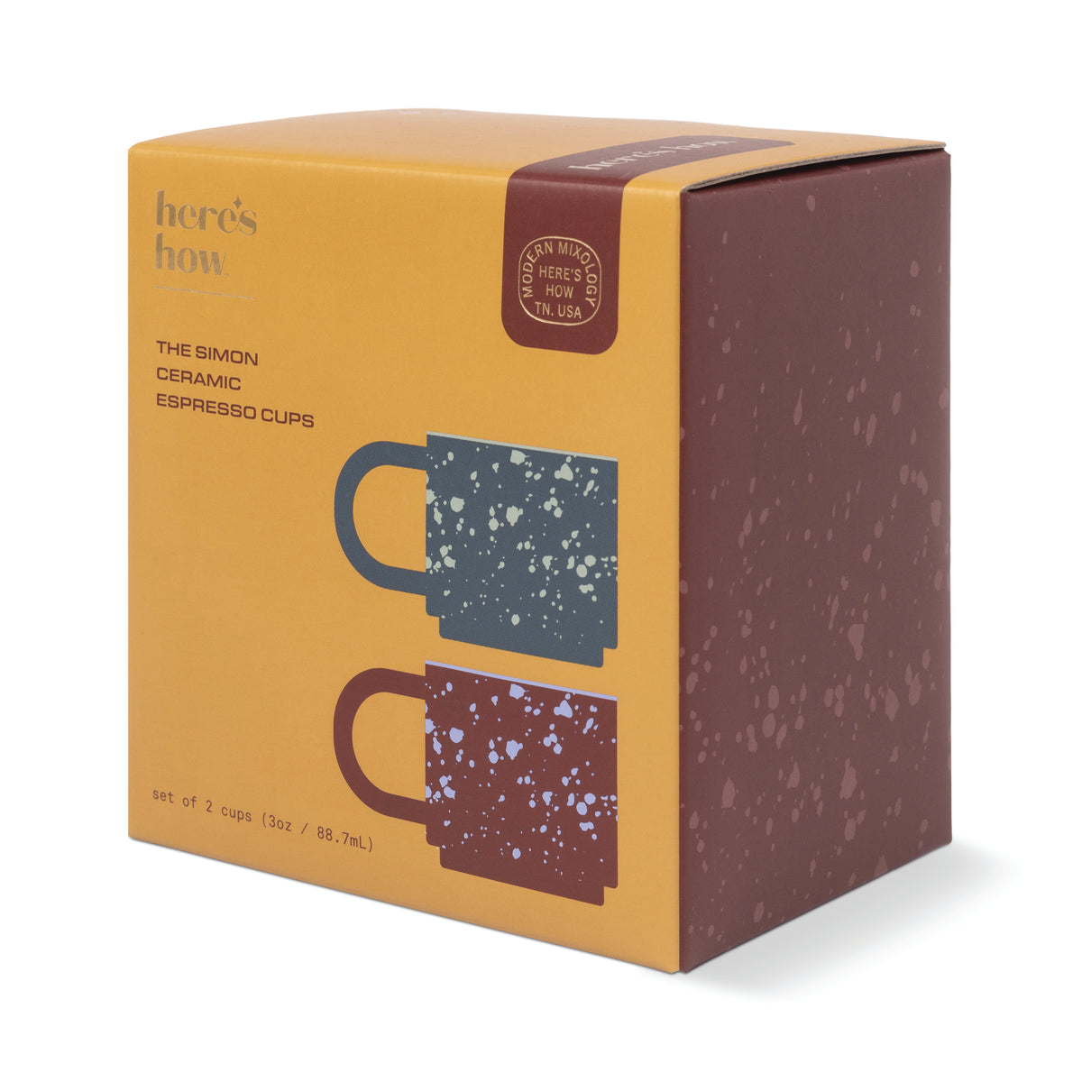 Simon Speckled Ceramic Espresso Cups – Set of 2 | Burgundy & Navy