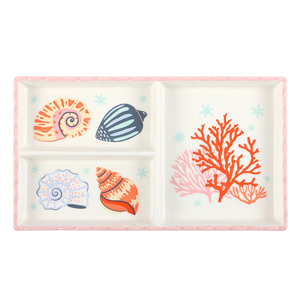 Coastal Shell & Coral Jewellery Tray – Pink Ceramic Trinket Dish