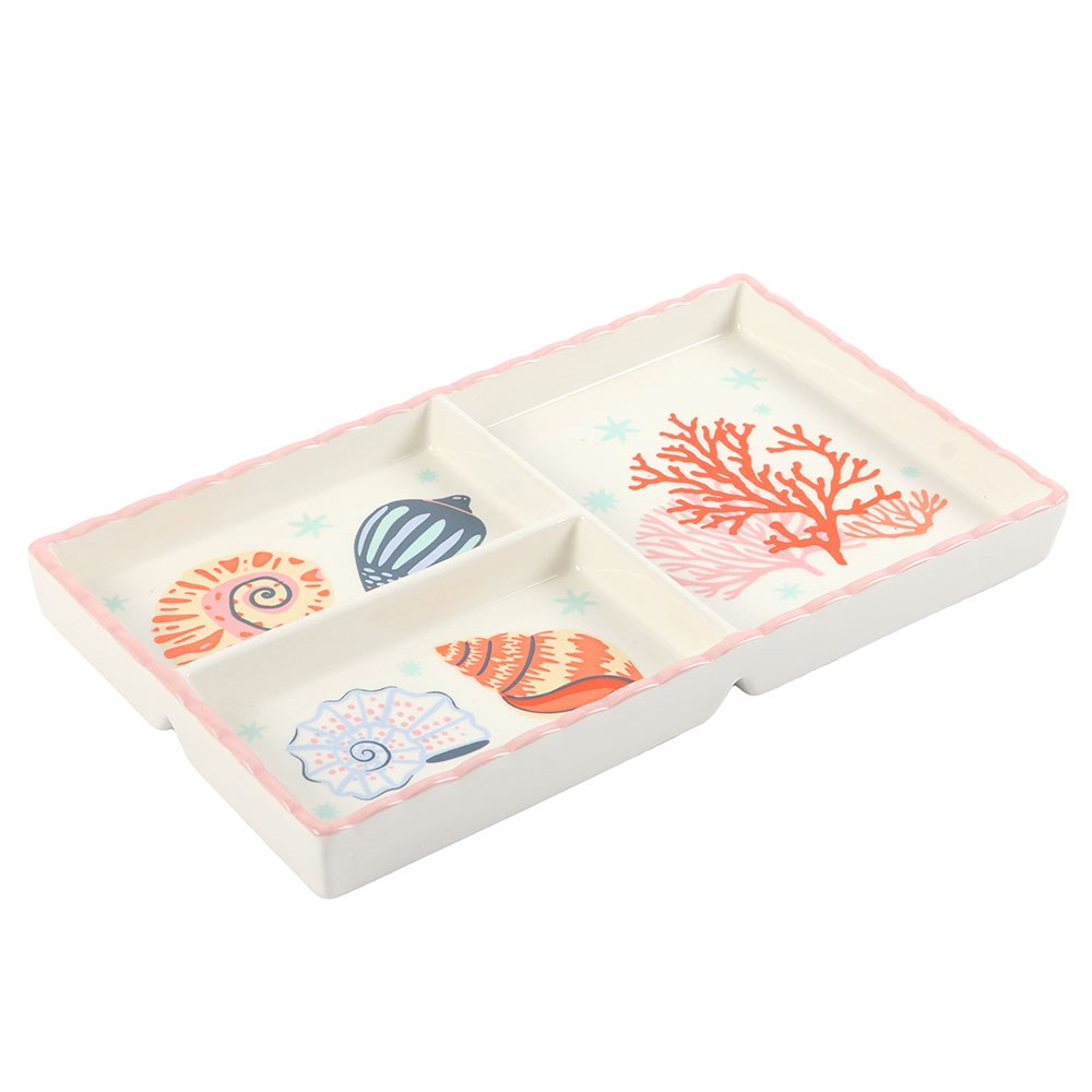 Coastal Shell & Coral Jewellery Tray – Pink Ceramic Trinket Dish