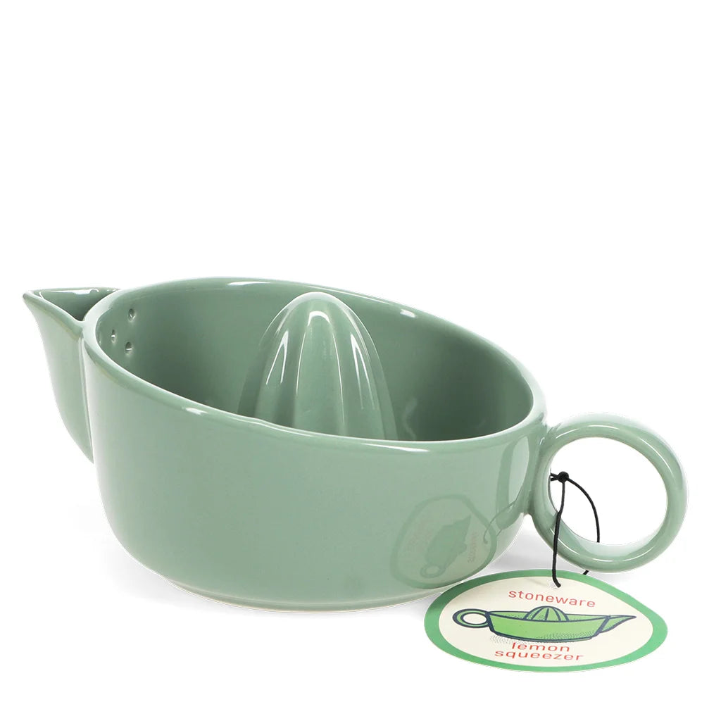 Green Ceramic Lemon Juicer – Stoneware Citrus Squeezer