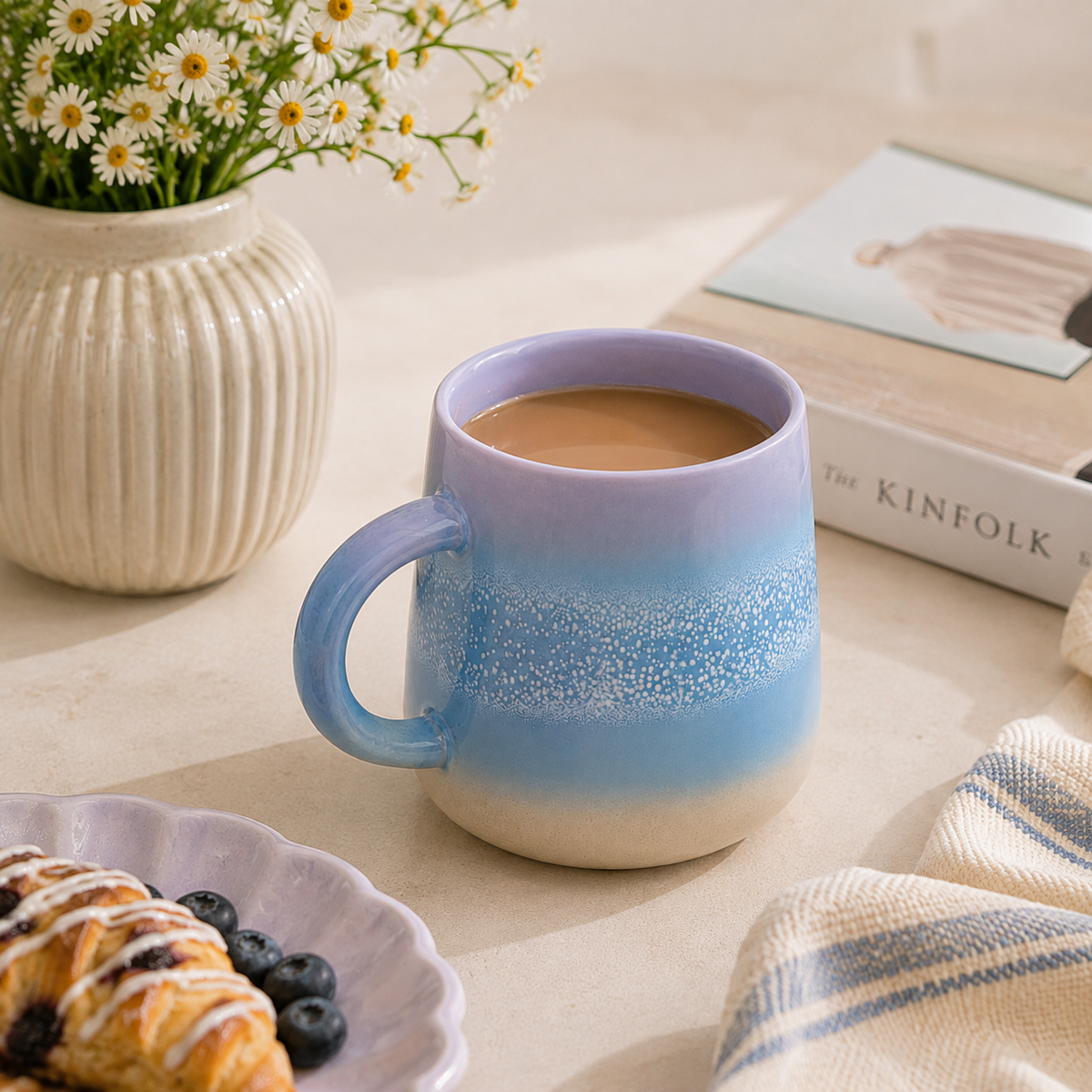Pastel Ombre Ceramic Mug | Lilac Blue Aesthetic Coffee Cup | Cottagecore Mug Gift