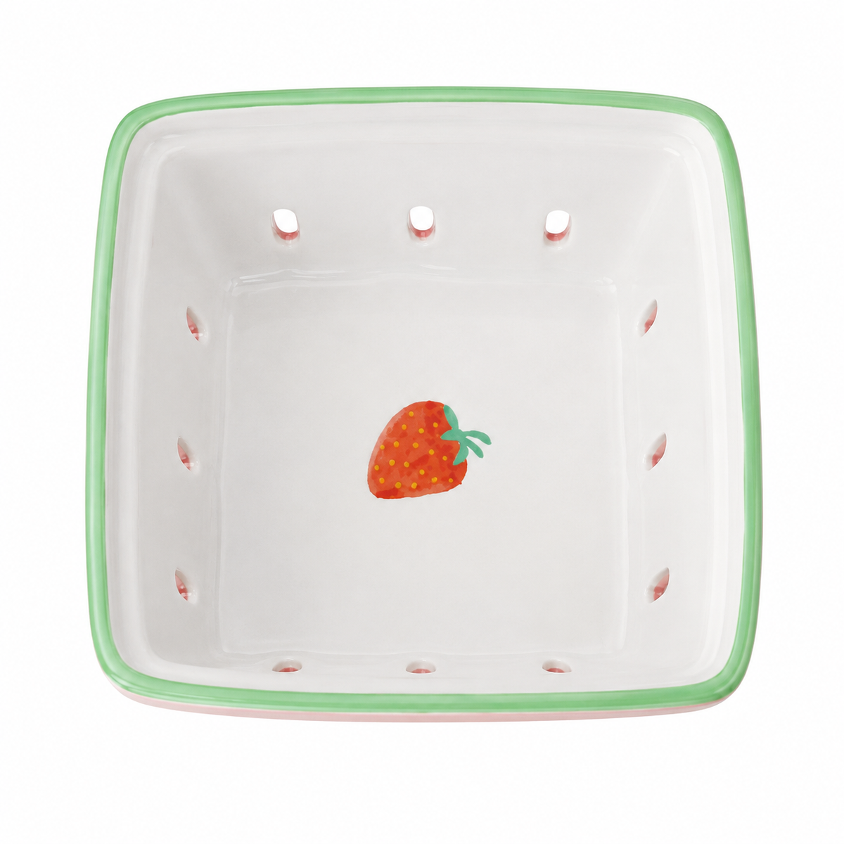 Pink Ceramic Strawberry Berry Basket