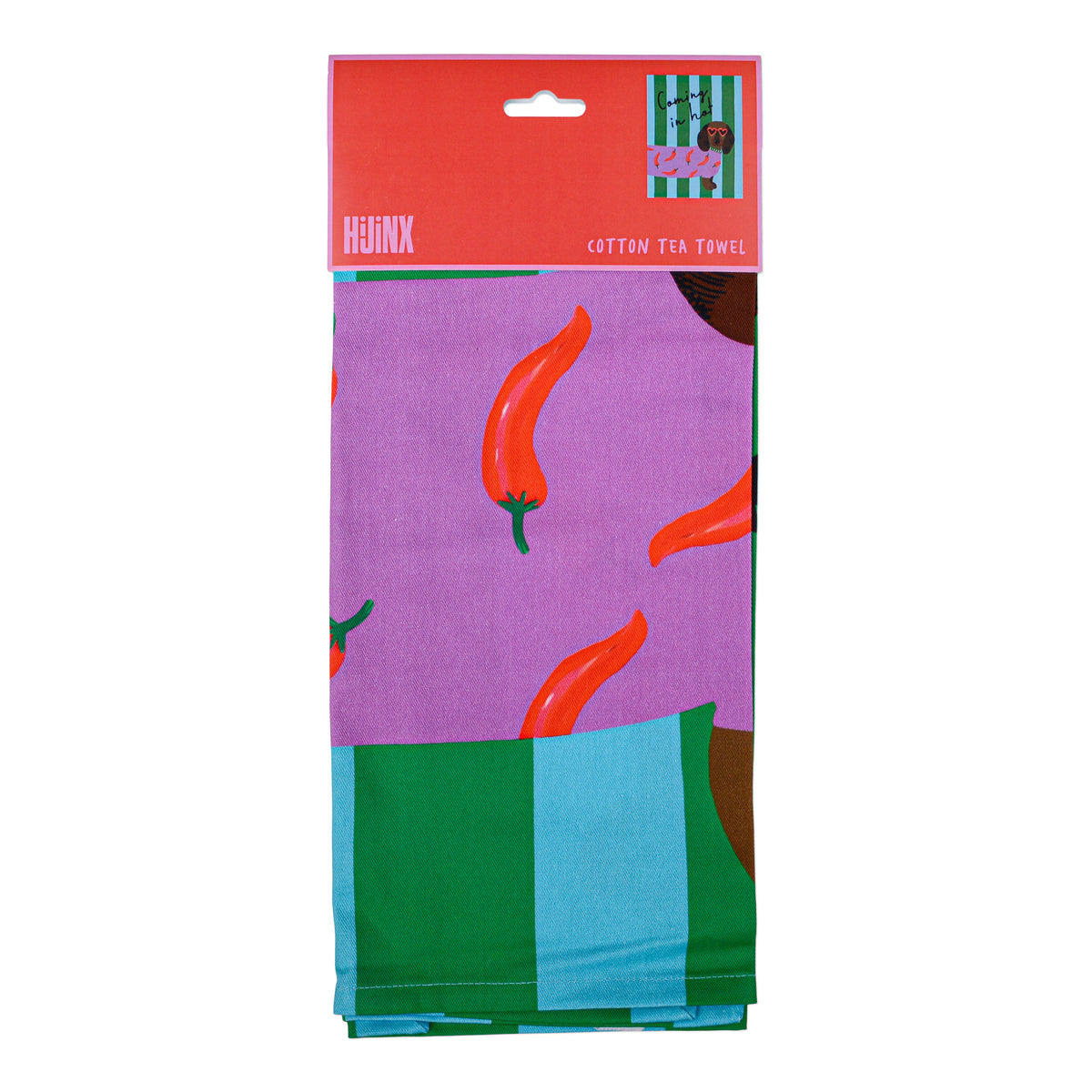 Coming in Hot Sausage Dog Tea Towel – Colourful Dachshund Kitchen Towel