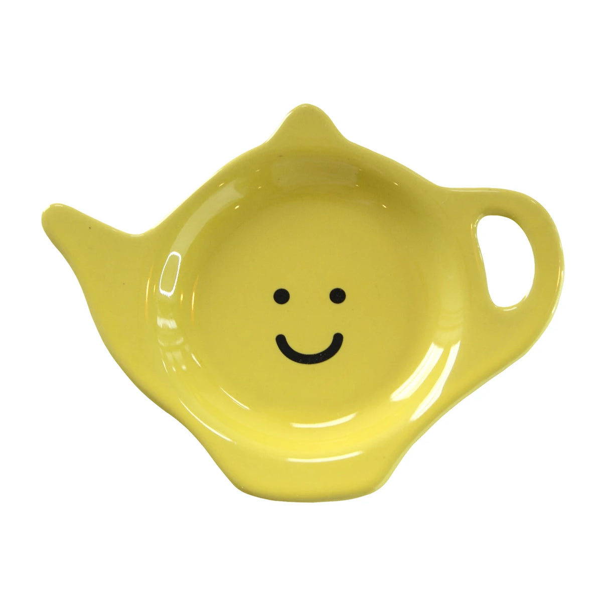 Yellow Smiley Teapot Dish – Cute Ceramic Tea Bag Dish Rest | Dopamine Decor