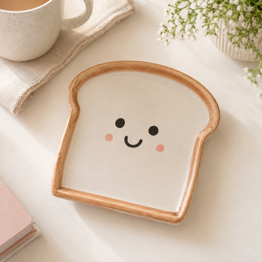 Toast Snack Plate – Cute Toast Shaped Ceramic Side Plate