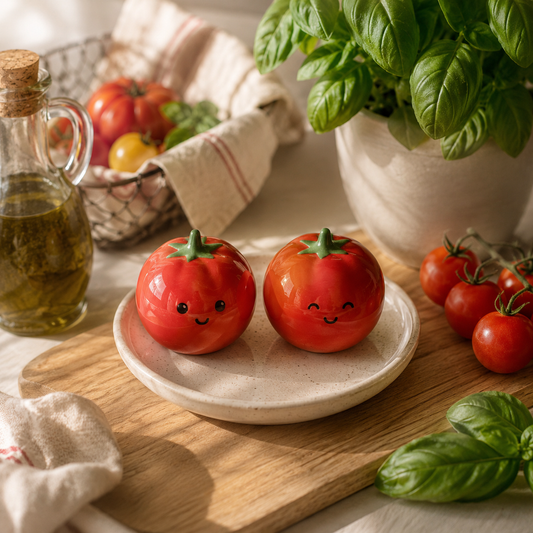 Tomato Salt & Pepper Shakers | Cute Ceramic Kitchen Gift | Cottagecore Dining Accessory