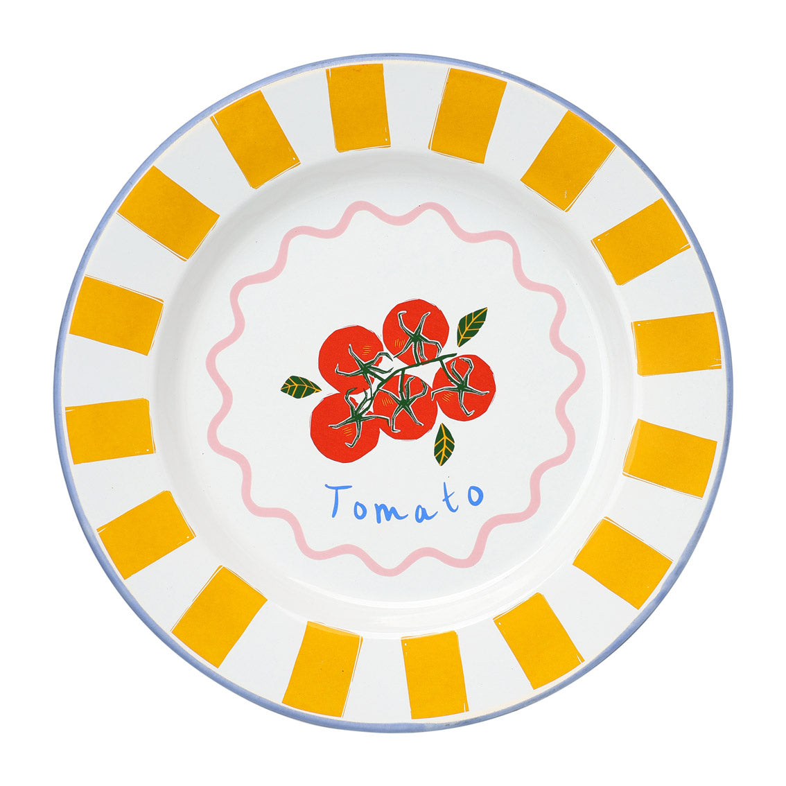 25cm Tomato Enamel Plate – Colourful Vintage Style Dinner Plate