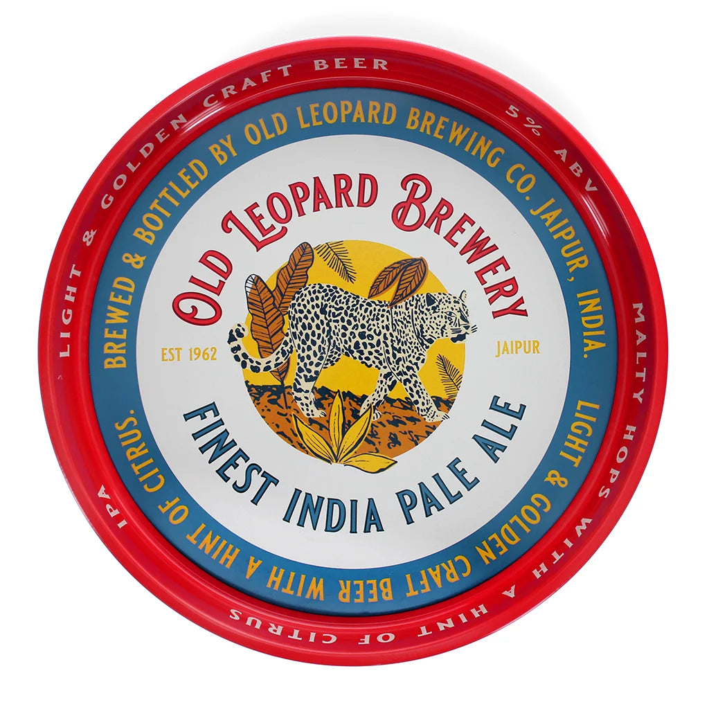 Old Leopard Brewery Round Metal Serving Tray – Vintage Indian Pale Ale Beer Tray