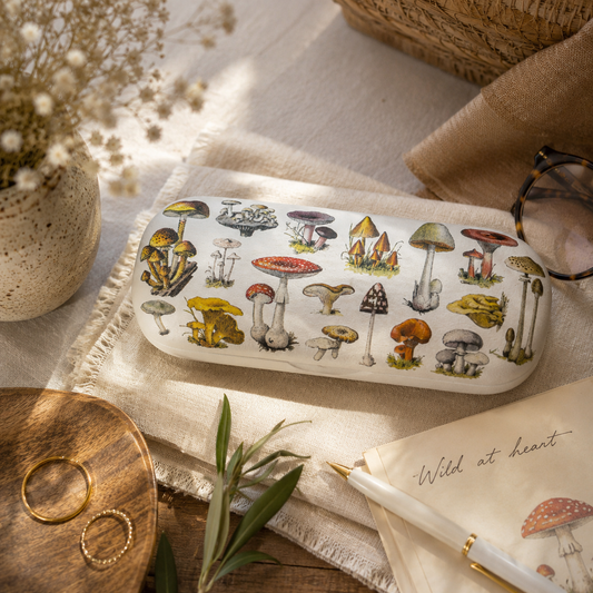 Vintage Mushroom Print Glasses Case