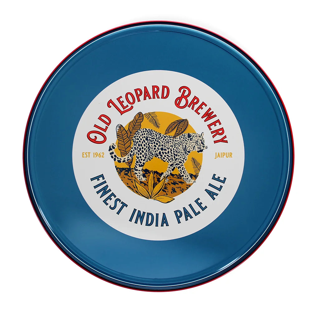 Old Leopard Brewery Round Metal Serving Tray – Vintage Indian Pale Ale Beer Tray