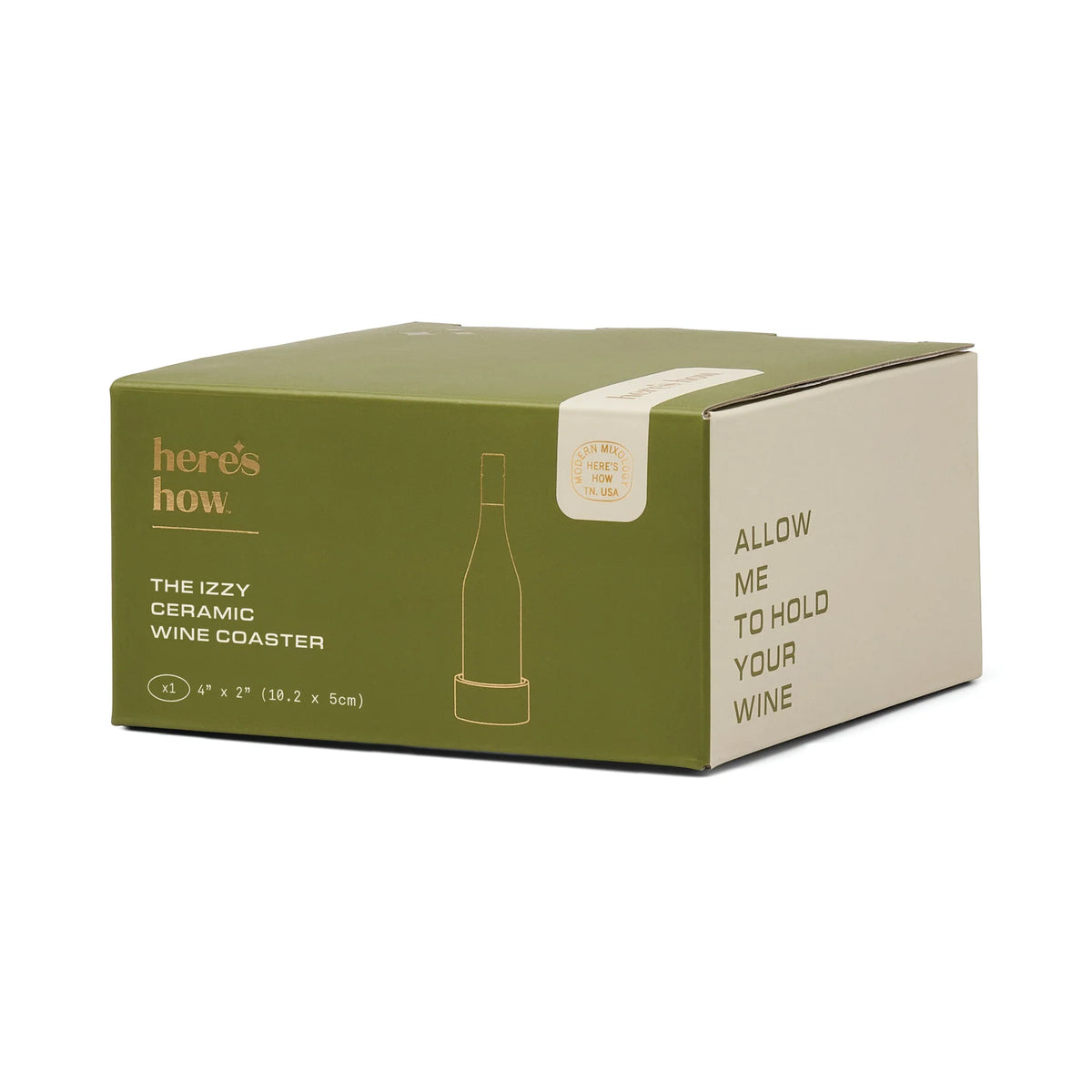 The Izzy Green Striped Ceramic Wine Coaster