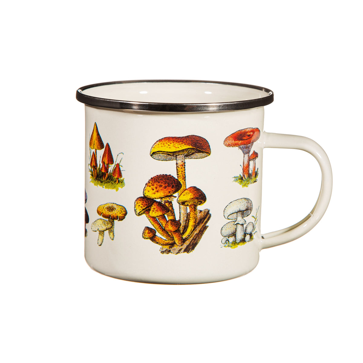 Vintage Mushroom Enamel Mug | Cottagecore Camping Gift | Botanical Nature Lover Mug