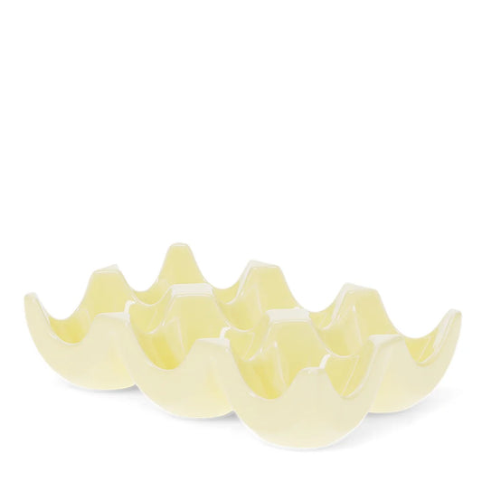 Yellow Ceramic Egg Holder – 6 Egg Storage Tray for Kitchen