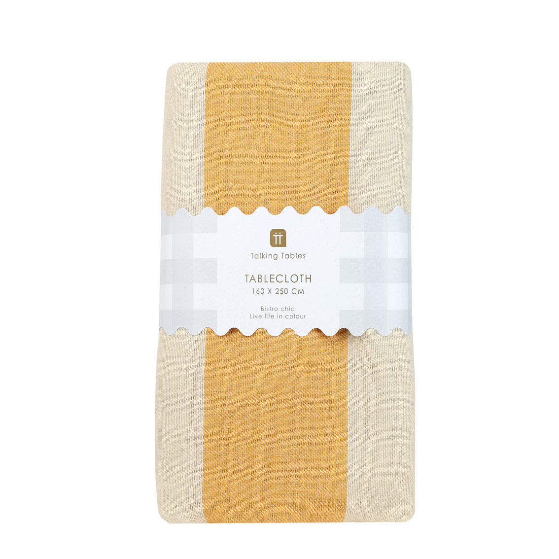Yellow & Cream Striped Tablecloth – 160 x 250cm