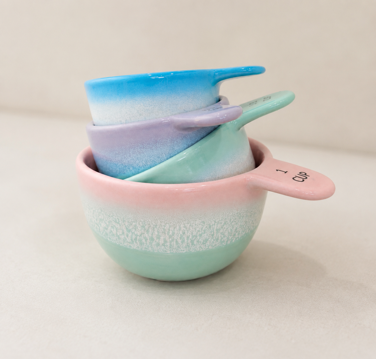 Pastel Ombre Ceramic Measuring Cups Set