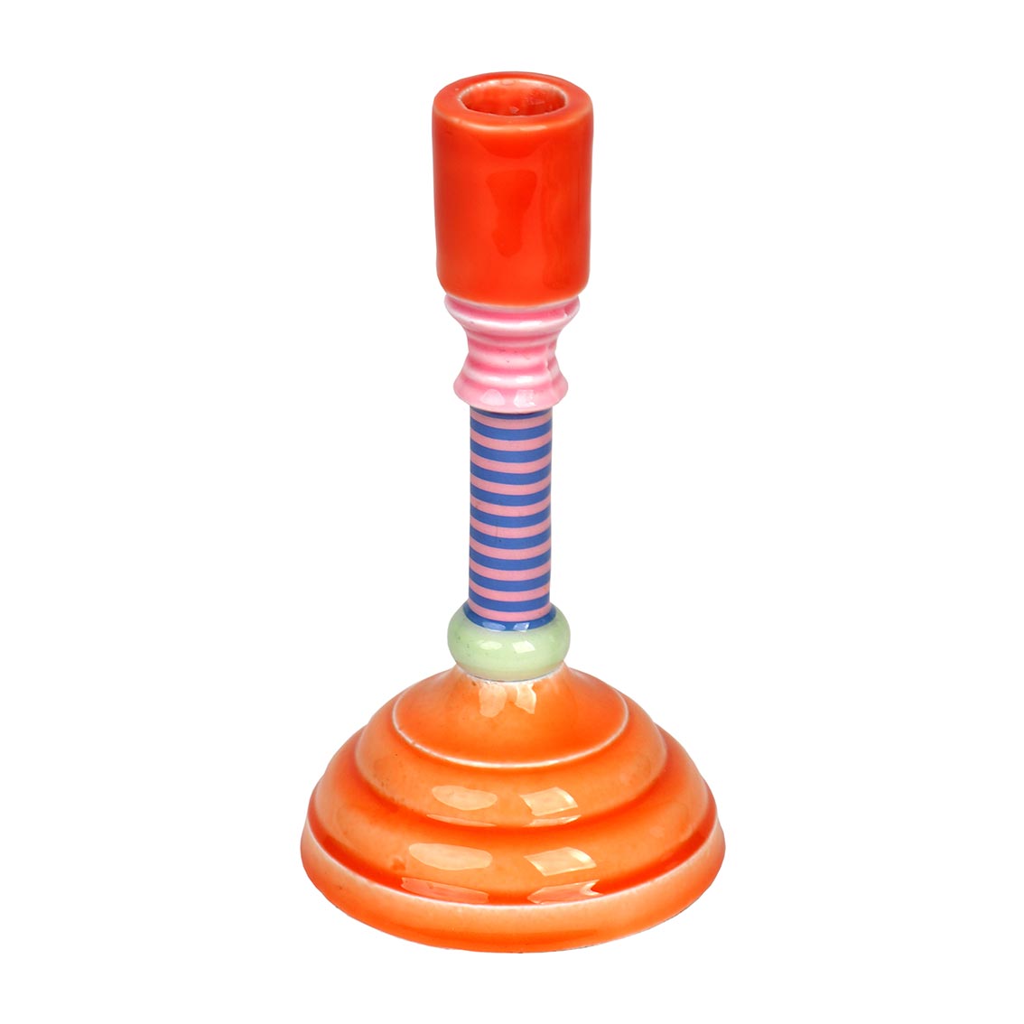 Colourful Enamel Candlestick Holder – Orange, Blue & Pink Taper Candle Holder