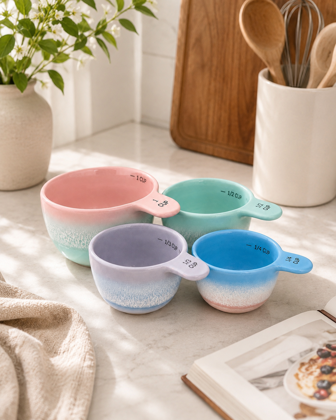 Pastel Ombre Ceramic Measuring Cups Set