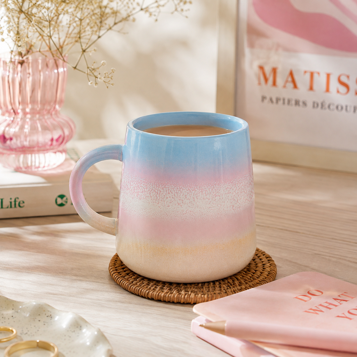 Pastel Ombre Blue & Pink Ceramic Mug