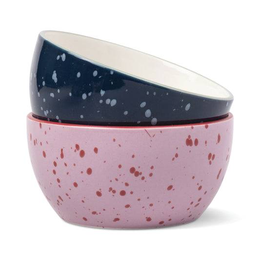 Bella Pink & Navy Speckled Dipping Bowls – Set of 2
